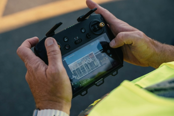 Drone operator controlling flight